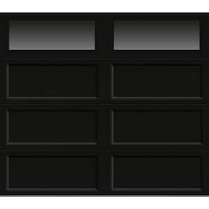 Bridgeport Steel Extended Panel 8 ft x 7 ft Insulated 6.3 R-Value Black Garage Door with Windows