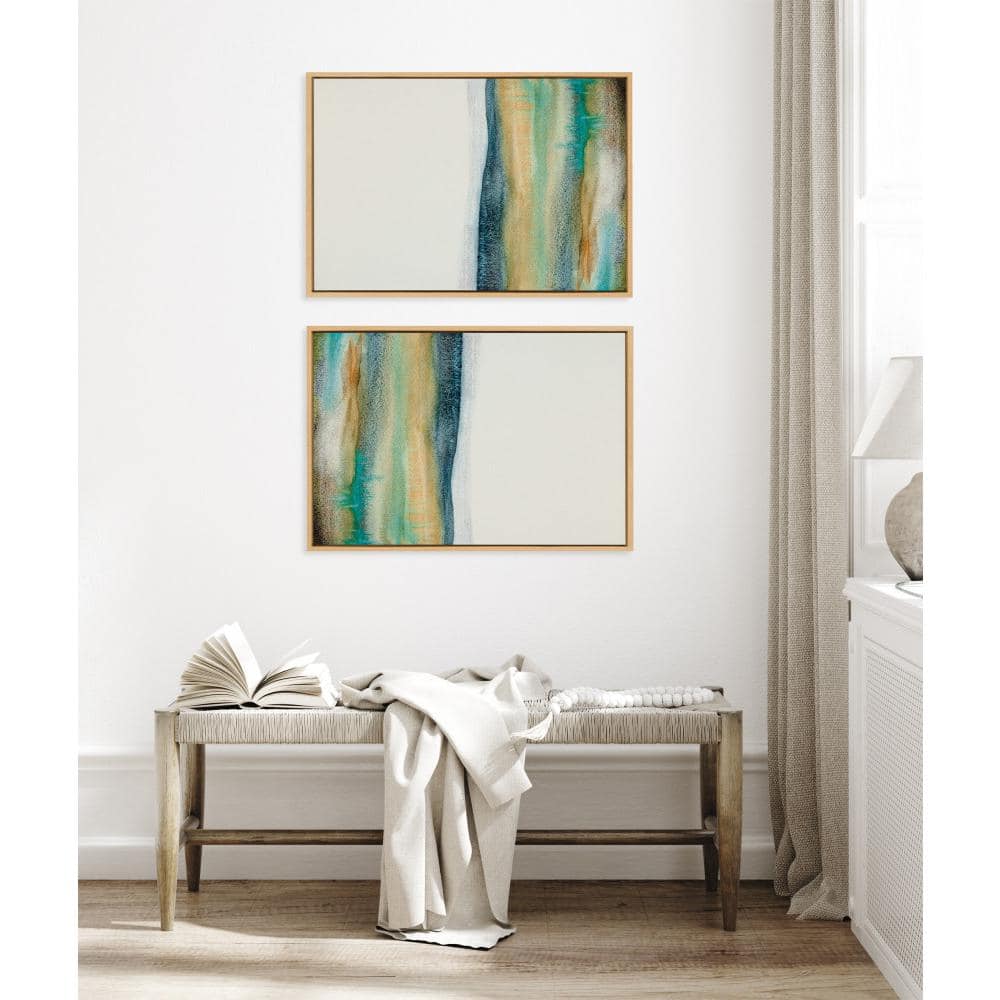 Foggy Mountain Abstract Landscape Canvas Print with Natural Frame