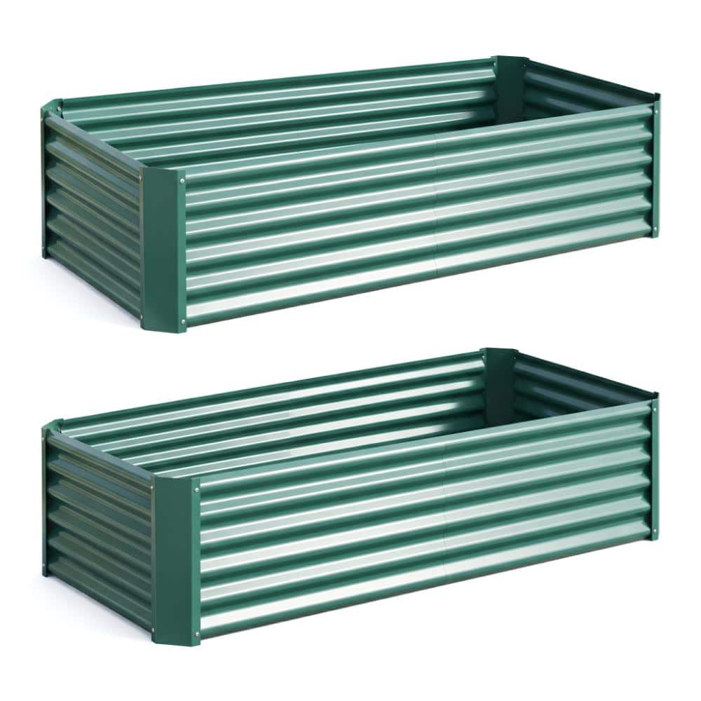 2-Piece 91.34 in. W x 11.81 in. H Rectangle Raised Green Metal Outdoor Planter price history on PriceWatchPro