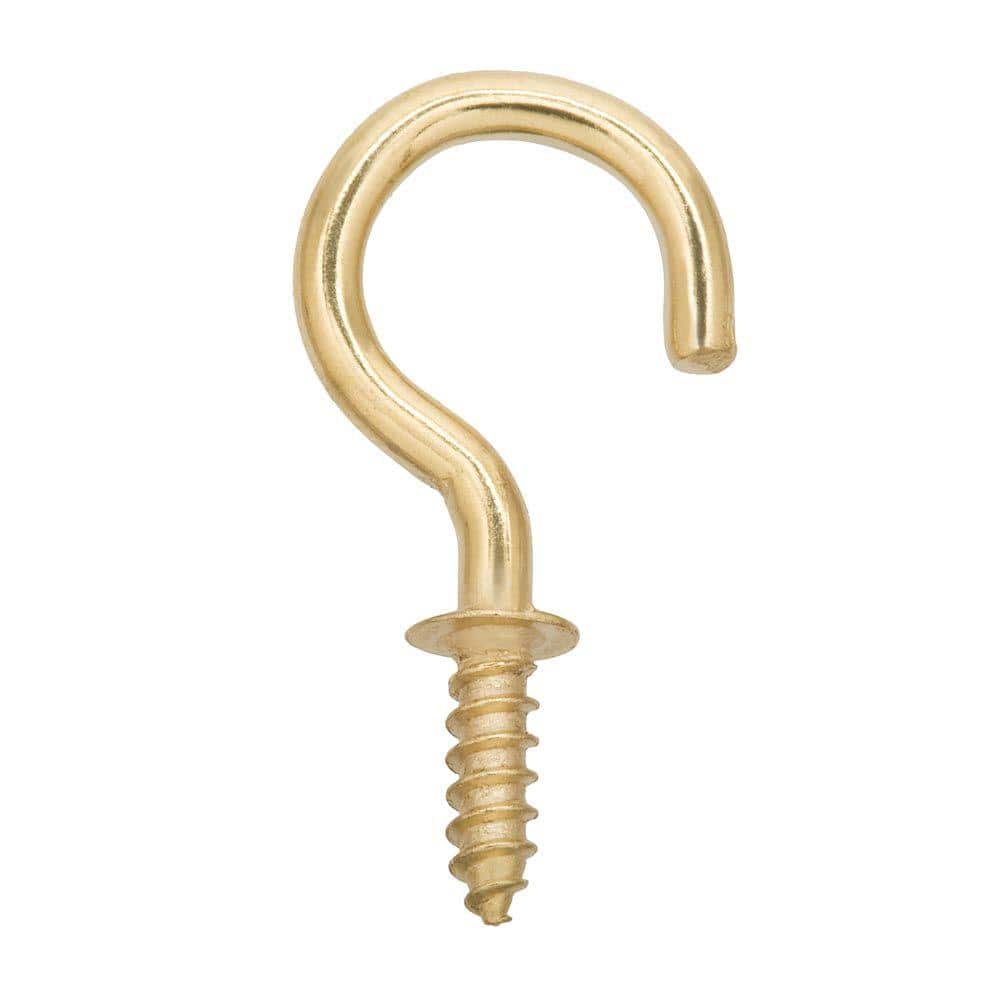 Everbilt 5/8 in. Brass-Plated Steel Cup Hooks (4-Pack) 816901 - The Home  Depot