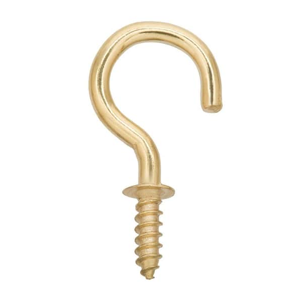 Everbilt 5/8 in. Brass-Plated Steel Cup Hooks (4-Pack)