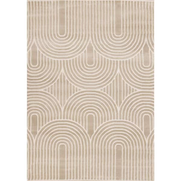 Beige 8 ft. x 11 ft. Woven Geometric Rectangle Indoor Area Rug