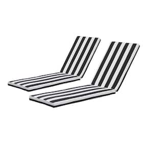 2-Pieces Set Patio Outdoor Lounge Chair Black White Seat Cushion (Only Sell Cushions)