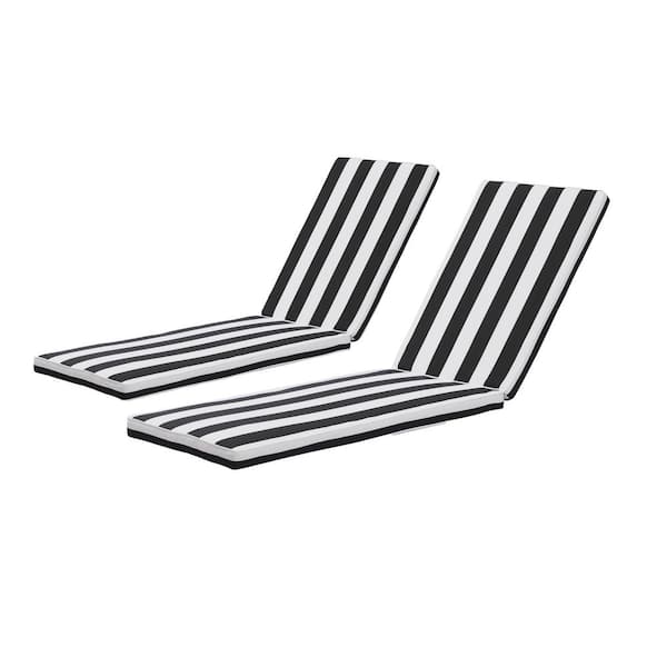 Boosicavelly 2-Pieces Set Patio Outdoor Lounge Chair Black White Seat Cushion (Only Sell Cushions)