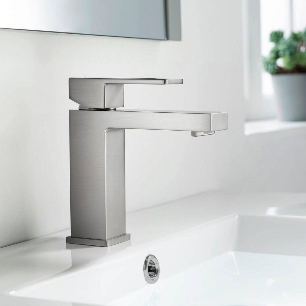 Kibi Cubic 6'' High-Arc Single-Handle Brushed Nickel Bathroom Faucet