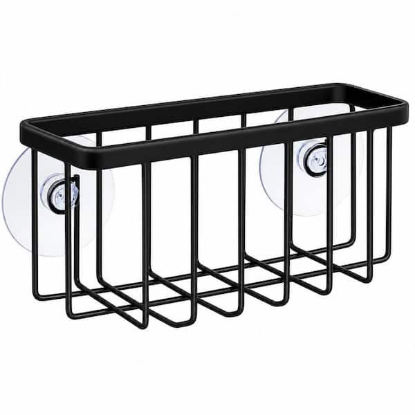 Stainless Steel Suction Kitchen Sink Sponge Holder in Black, Sink Organizer, Easy to Install, Sturdy and Stable