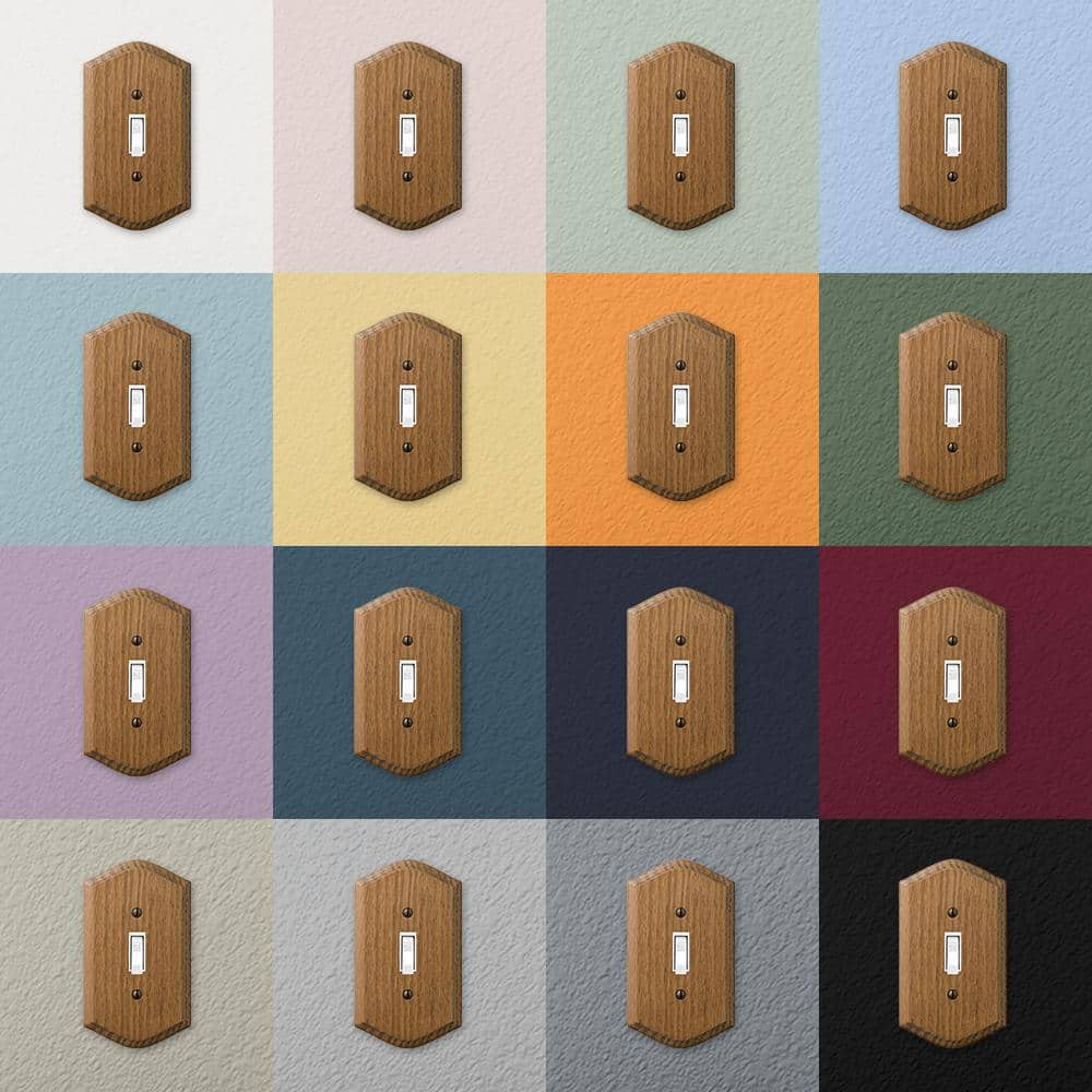 Amerelle Medium Brown Oak 2-Gang Decorator Wall Plate