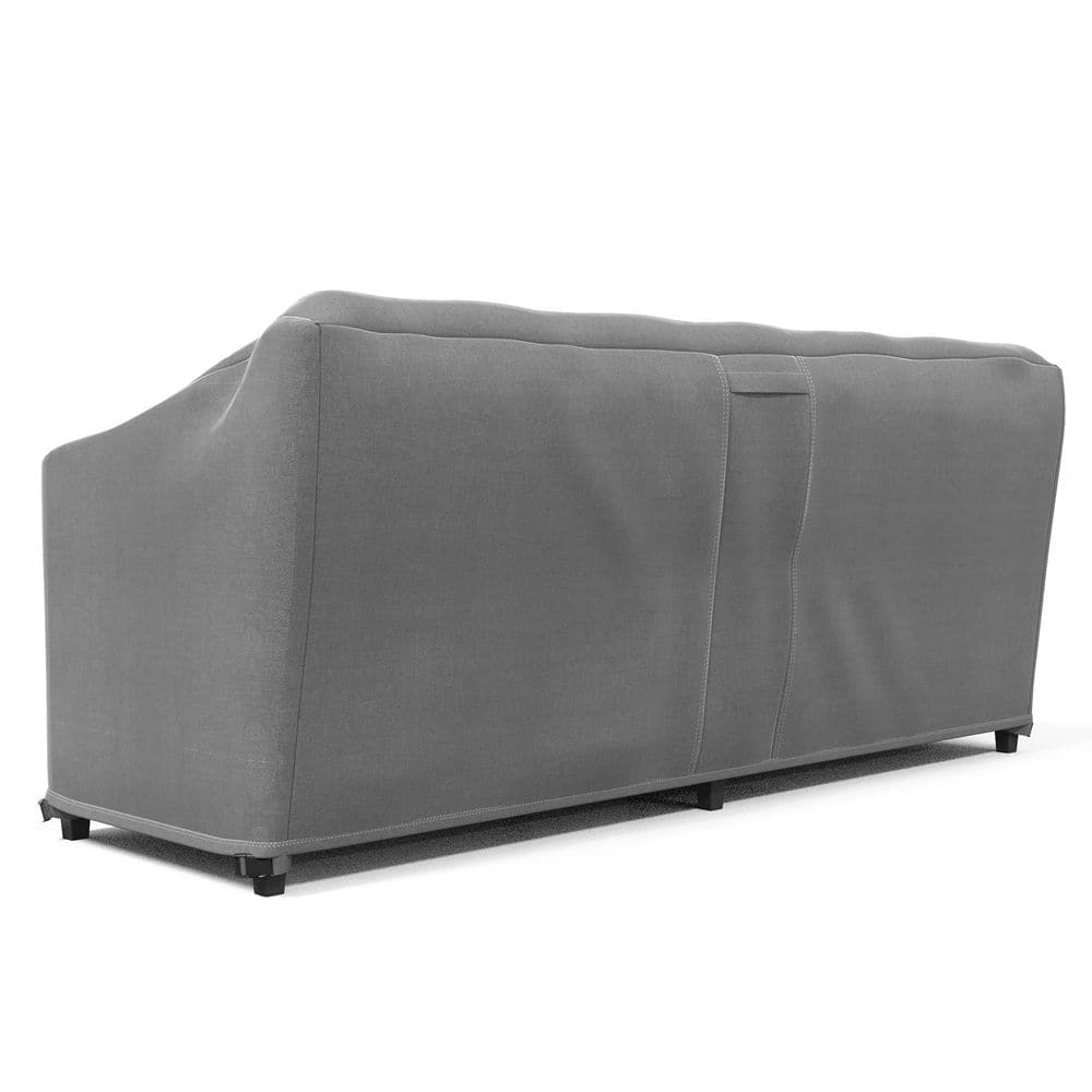 Gray Heavy-Duty Weatherproof Outdoor Sofa Cover with Drawstring Closure