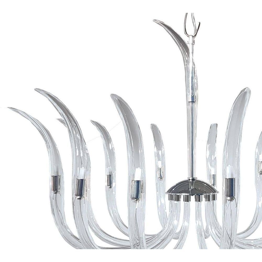 Polished Nickel and Clear Crystal 14-Light Chandelier