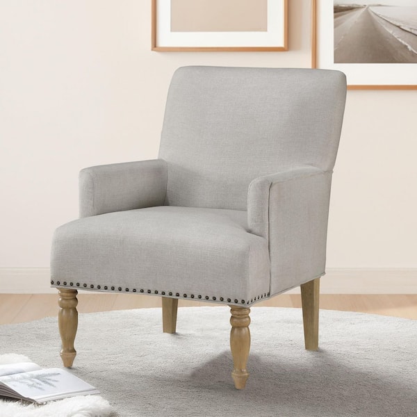 Noble House Dana Beige Mordern Upholstered Polyester Arm Chair
