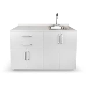 Gray 36.32 in. H x 48 in. W x 19 in. D Exam Room MDF Laundry Room Cabinet with 2-Shelves, Right Sink, 2-Drawers, 4-Doors