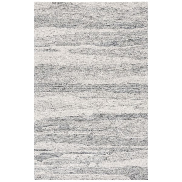 Ebony 4 ft. x 6 ft. Dark Gray/Ivory Abstract Striped Area Rug