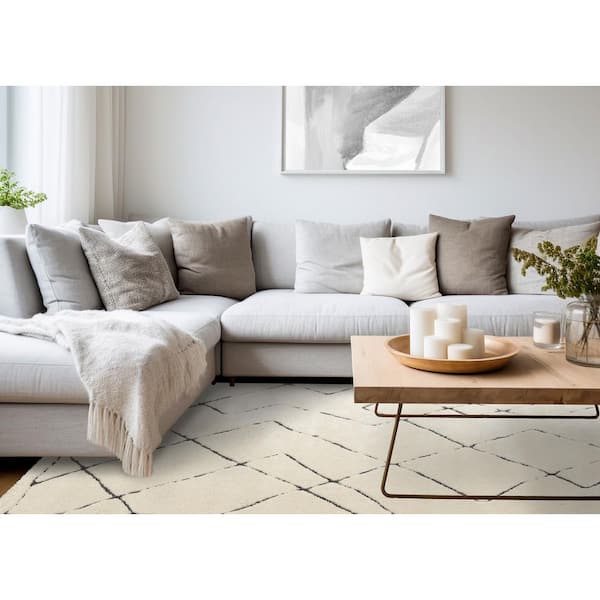 Bauer Collections 8 ft. x 11 ft. Grey Tonal/Solid, Trellis Indoor Area Rug