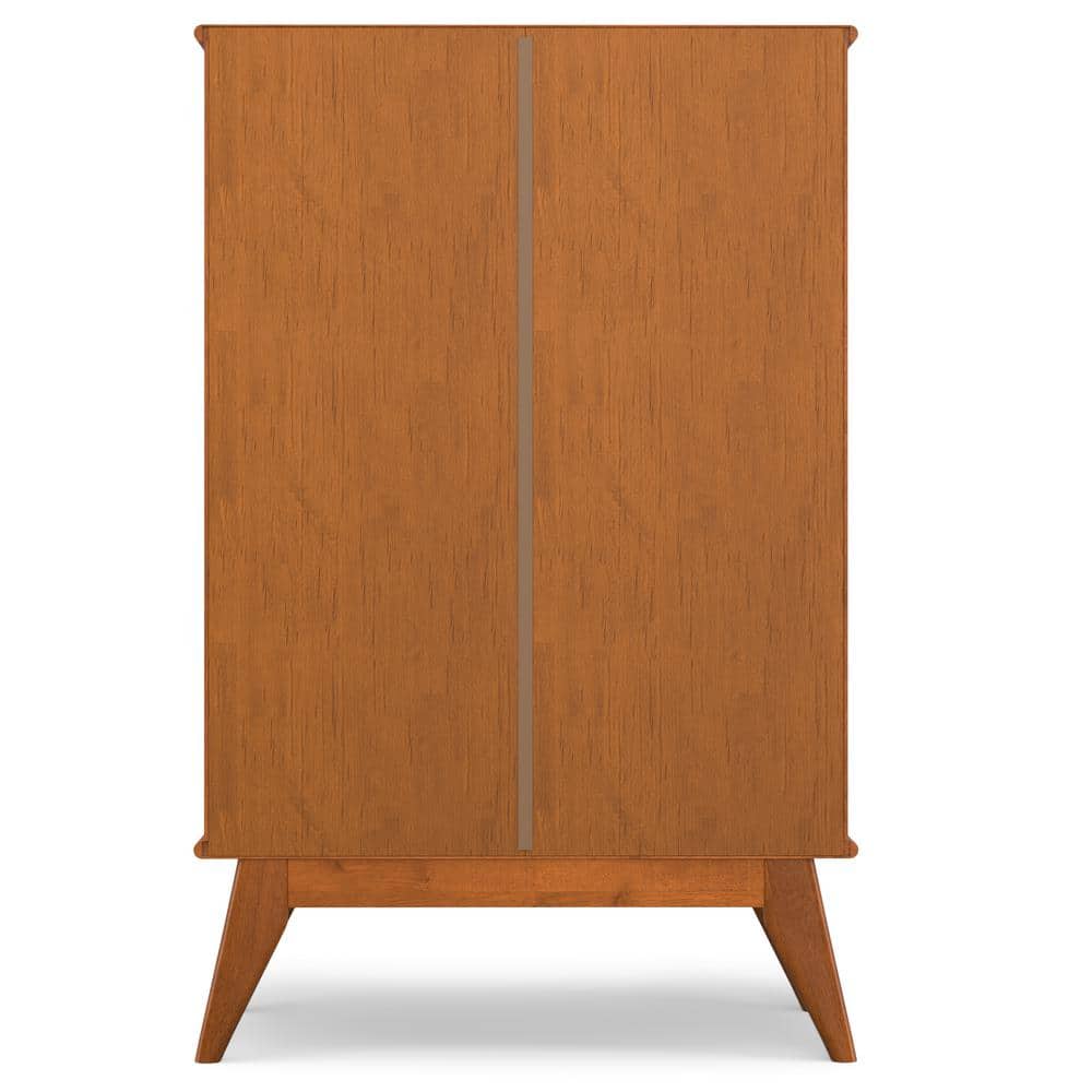 Draper Teak Brown Solid Hardwood Mid-Century Bar Cabinet