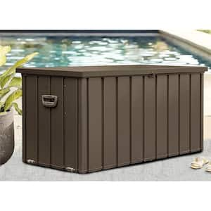 100 Gal. Outdoor Patio Storage Deck Box for Outside Cushions, Throw Pillows, Garden Tools, Lockable (Dark Brown)