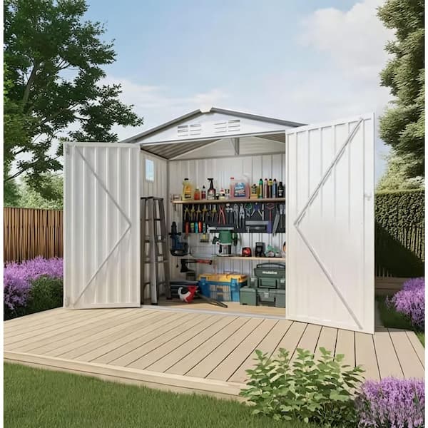 WTVWTV 6X4FT (24 sq ft) Outdoor Gray Metal Storage Shed for Garden