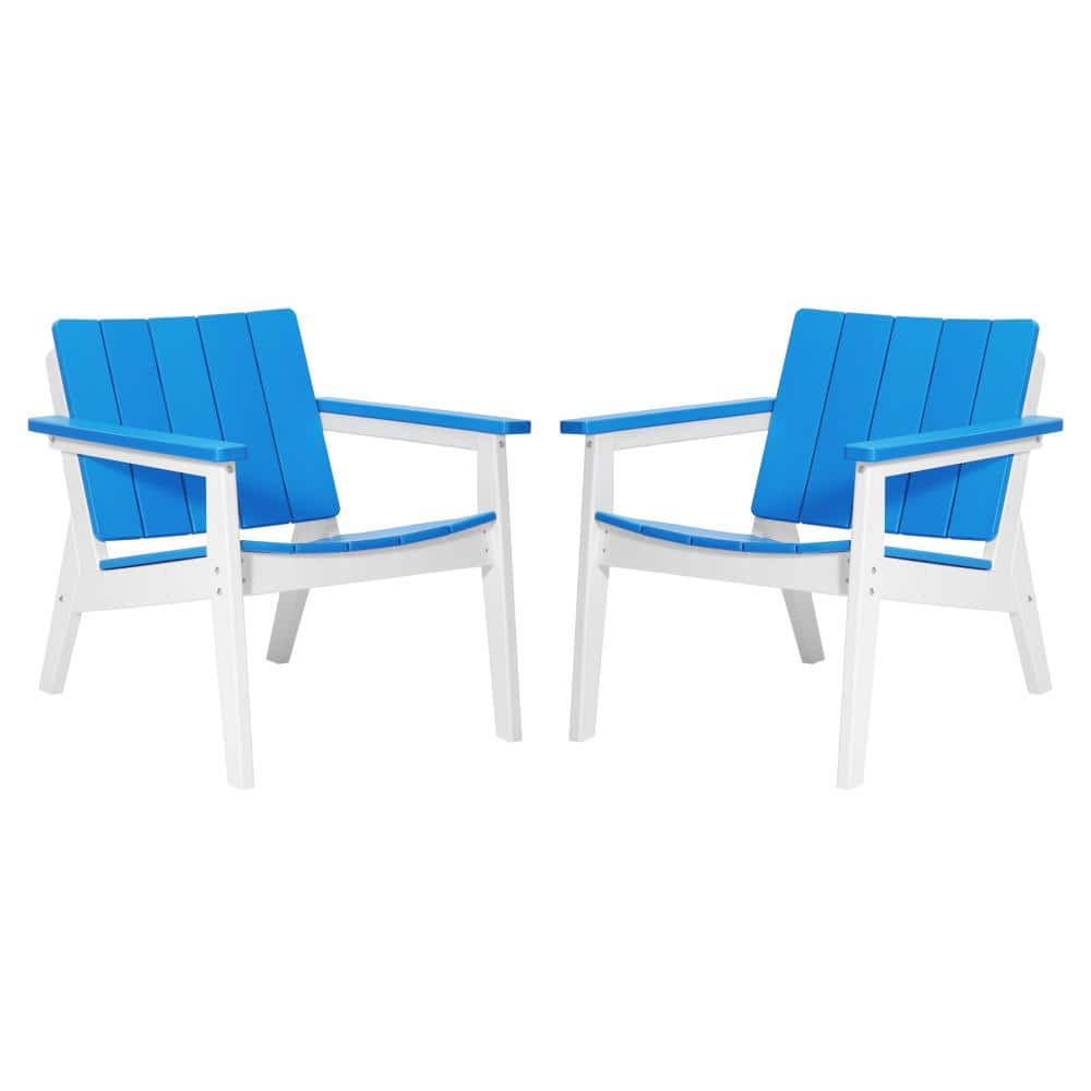 Porschside Outdoor Patio White Steel Frame Deep Seating Lounge Chair (Set of 2), White/Pacific Blue price history on PriceWatchPro
