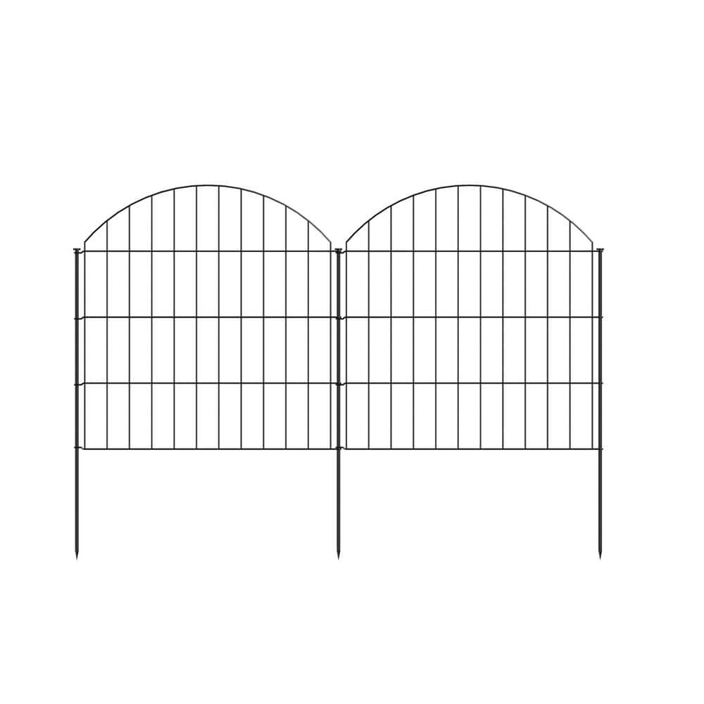 Black Metal Garden Fence Panels with Stakes, 28in x 11.7ft