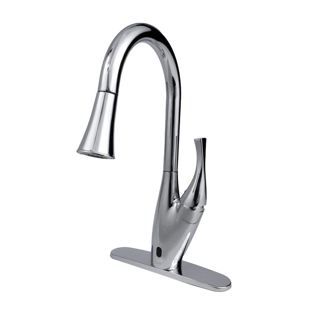 Chrome Pull-Down Single Handle Kitchen Faucet with Spray