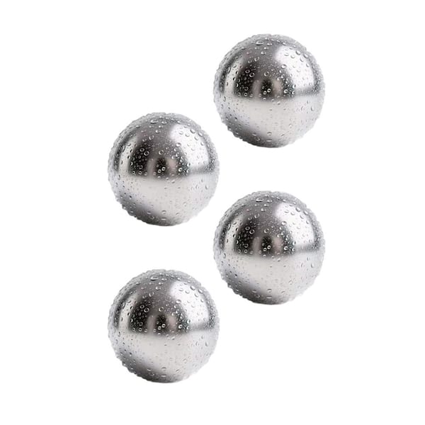 4-Pack 2.2 in. Silver Stainless Steel Whiskey Balls, Whiskey Ice Stones, Reusable Ice Cubes, Chilling Stones
