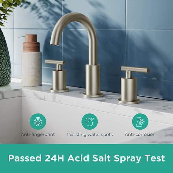 8 in. Widespread Double Handle Bathroom Faucet with Ceramic Disc Valve in Brushed Nickel