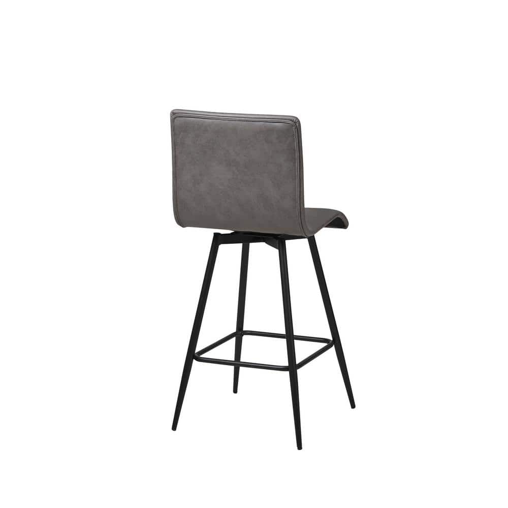 Black Faux Leather Swivel Counter Stool with Metal Base