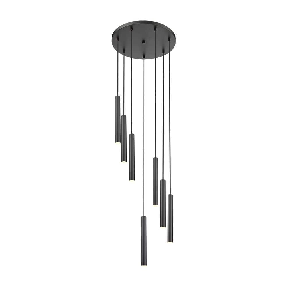 Forest 18 inch Matte Black 7 Light Integrated LED Chandelier