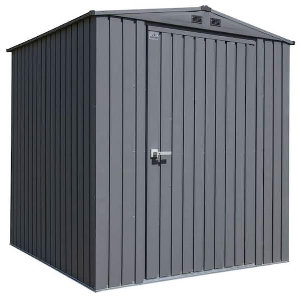 Elite 6 ft. W x 6 ft. D Anthracite Metal Premium Vented Corrosion Resistant Steel Storage Shed 34 sq. ft.