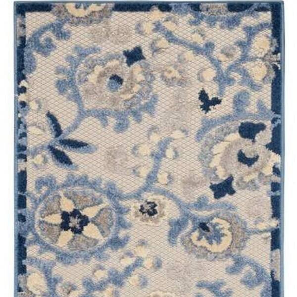 Blue, Gray 2 ft. x 6 ft. Woven Polypropylene Indoor/Outdoor Area Rug
