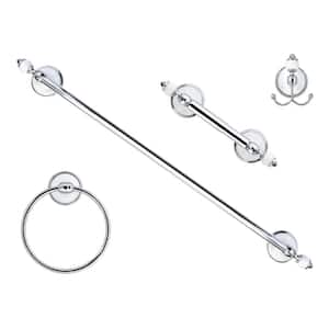 ARORA 4-Piece Bathroom Accessories Set in White Porcelain and Polished Chrome