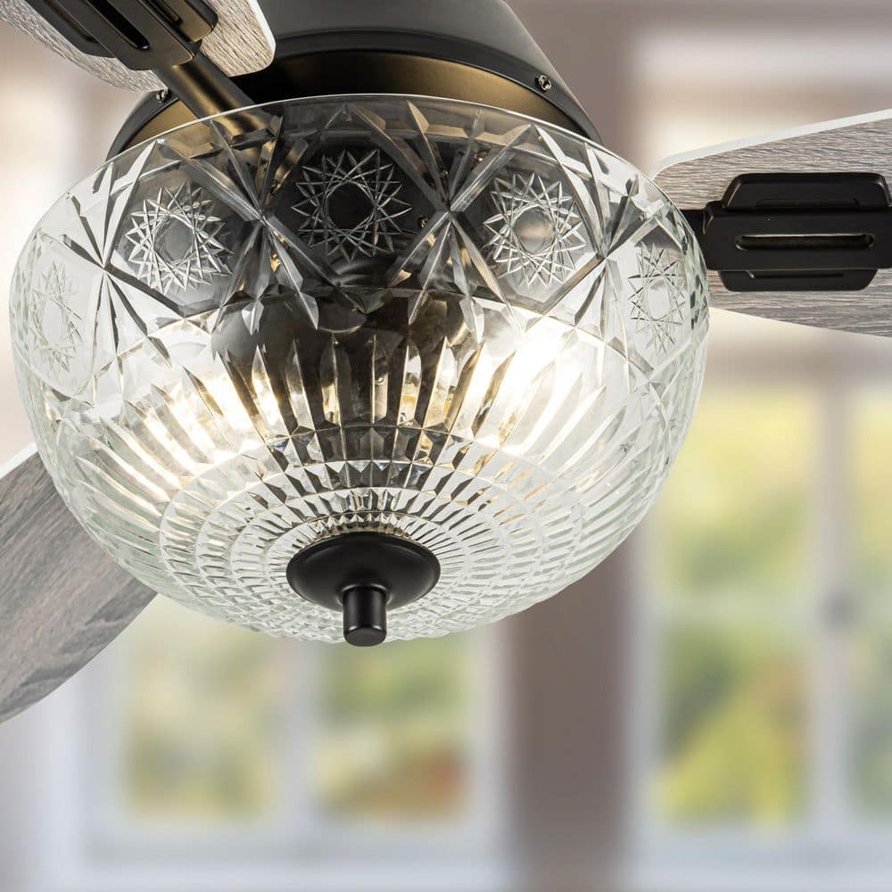Paige 42 in. 2-Light Indoor Black Ceiling Fan with Clear Hand-Cut Glass Bowl Shade and Remote Control price history on PriceWatchPro