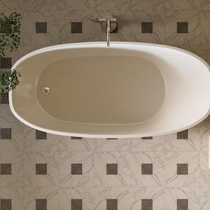59 in. x 29.52 in. Acrylic Flatbottom Clean Easily Freestanding Soaking Bathtub with left Drain in Matte Blue