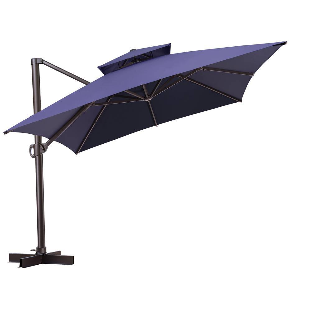12.5 ft. x 10 ft. Double Top Rectangular 360° Rotation Cantilever Patio Umbrella in Navy price history on PriceWatchPro