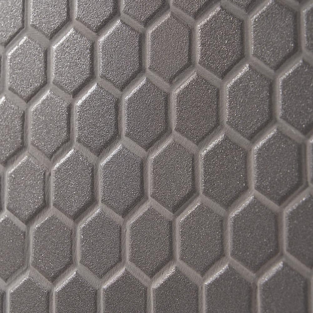 Slim 10.23" x 11.81" Black Polished Porcelain Mosaic Tile