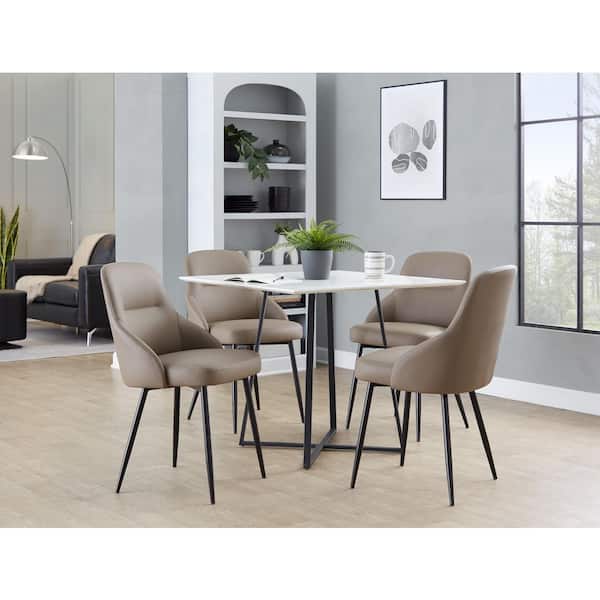 York Black Metal and Brown Faux Leather Upholstered Chair (Set of 2)