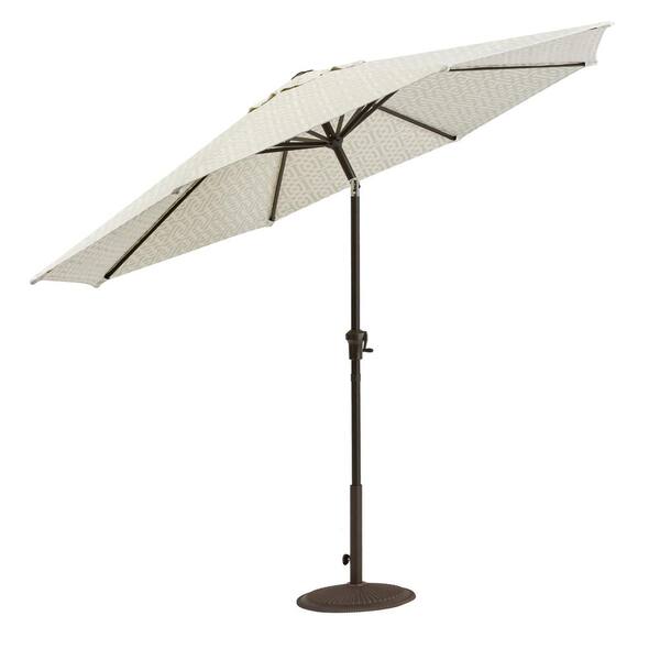 Home Decorators Collection Camden 9 Ft Aluminum Crank Patio Umbrella In Fretwork Flax Yjauc 171sf Aluminum Crank Patio Umbrella In, Home Decorators Patio Umbrellas