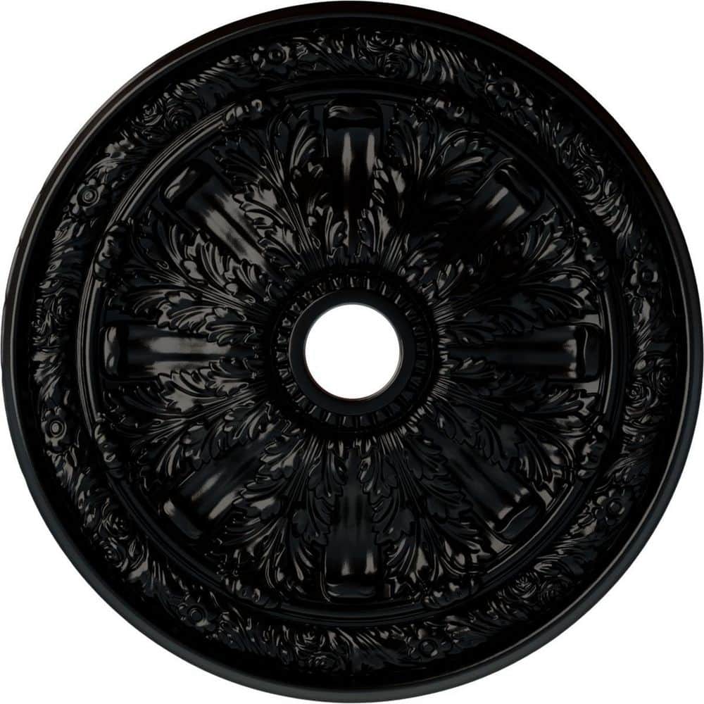 Jet Black Hand-Painted Polyurethane Ceiling Medallion