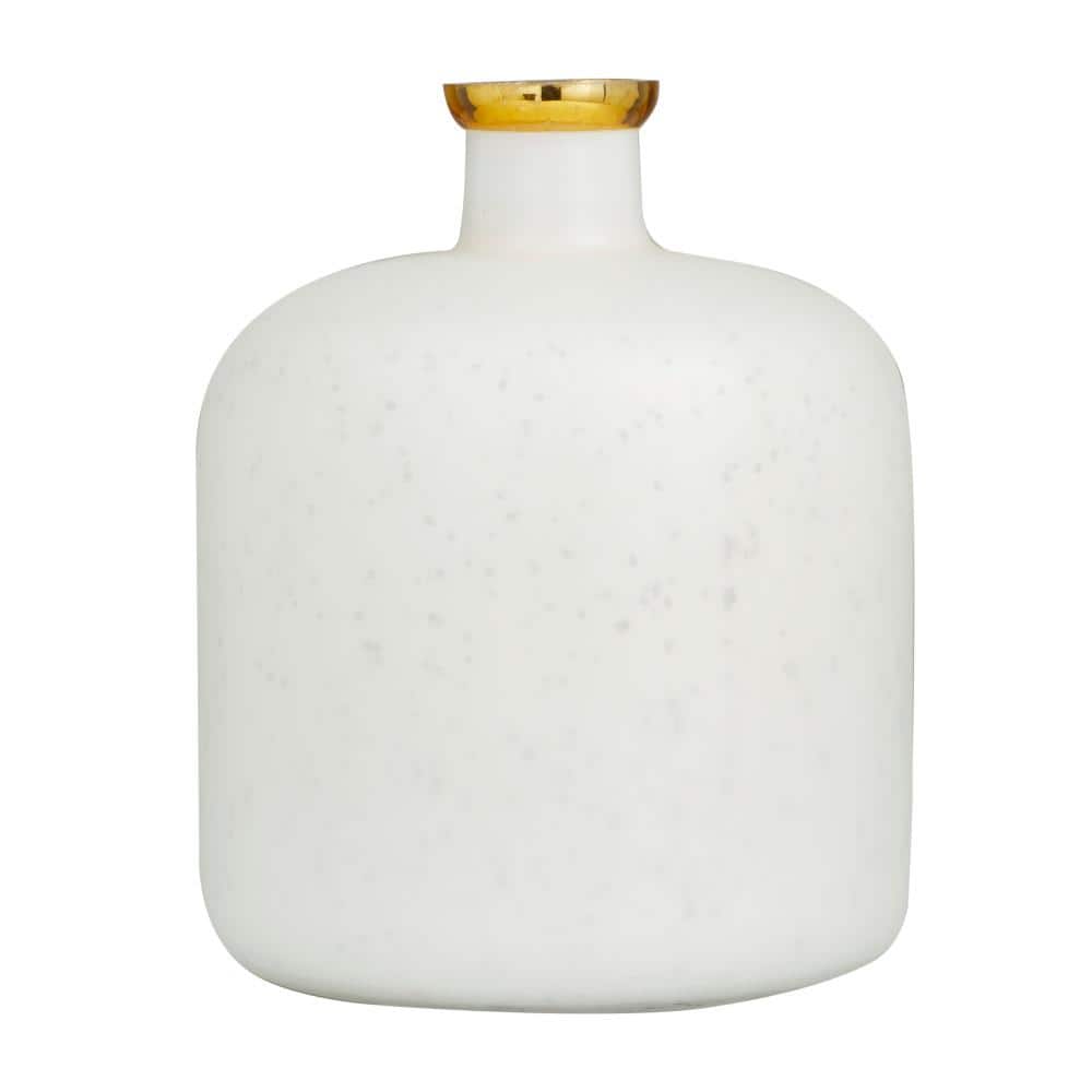 White and Gold Round Glass Decorative Vase