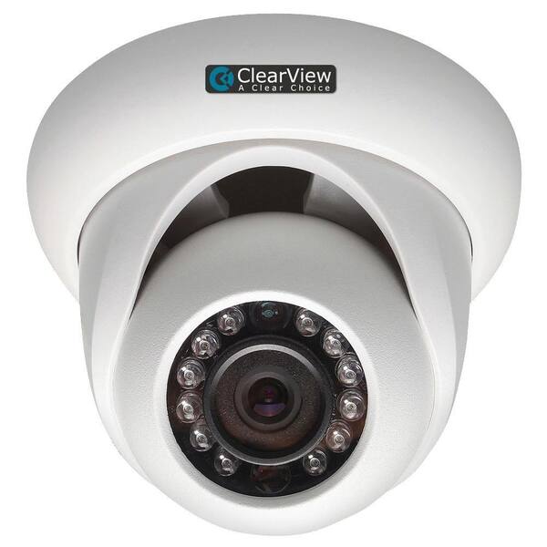 ClearView Wired 1080P Indoor/Outdoor Weatherproof IP Mini-Dome Surveillance Camera with 65 ft. IR Range