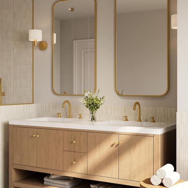 8 in. 3-Hole High-Arc Widespread Double Handle Bathroom Sink Faucet Spot Resist in Brushed Gold Drain Included