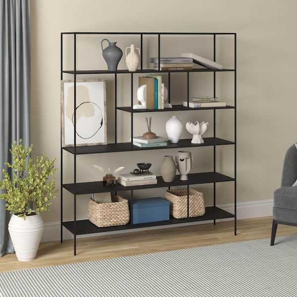 Whitmore 72 in. Tall Blackened Bronze Metal 6-Shelf Bookcase