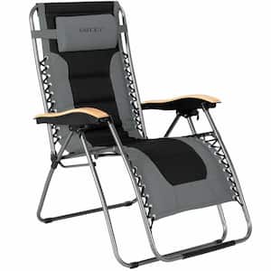 Folding Adjustable Metal Outdoor Lounge Chair in Gray