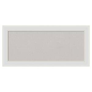 Flair Soft White Narrow Framed Grey Corkboard 34 in. x 16 in Bulletin Board Memo Board