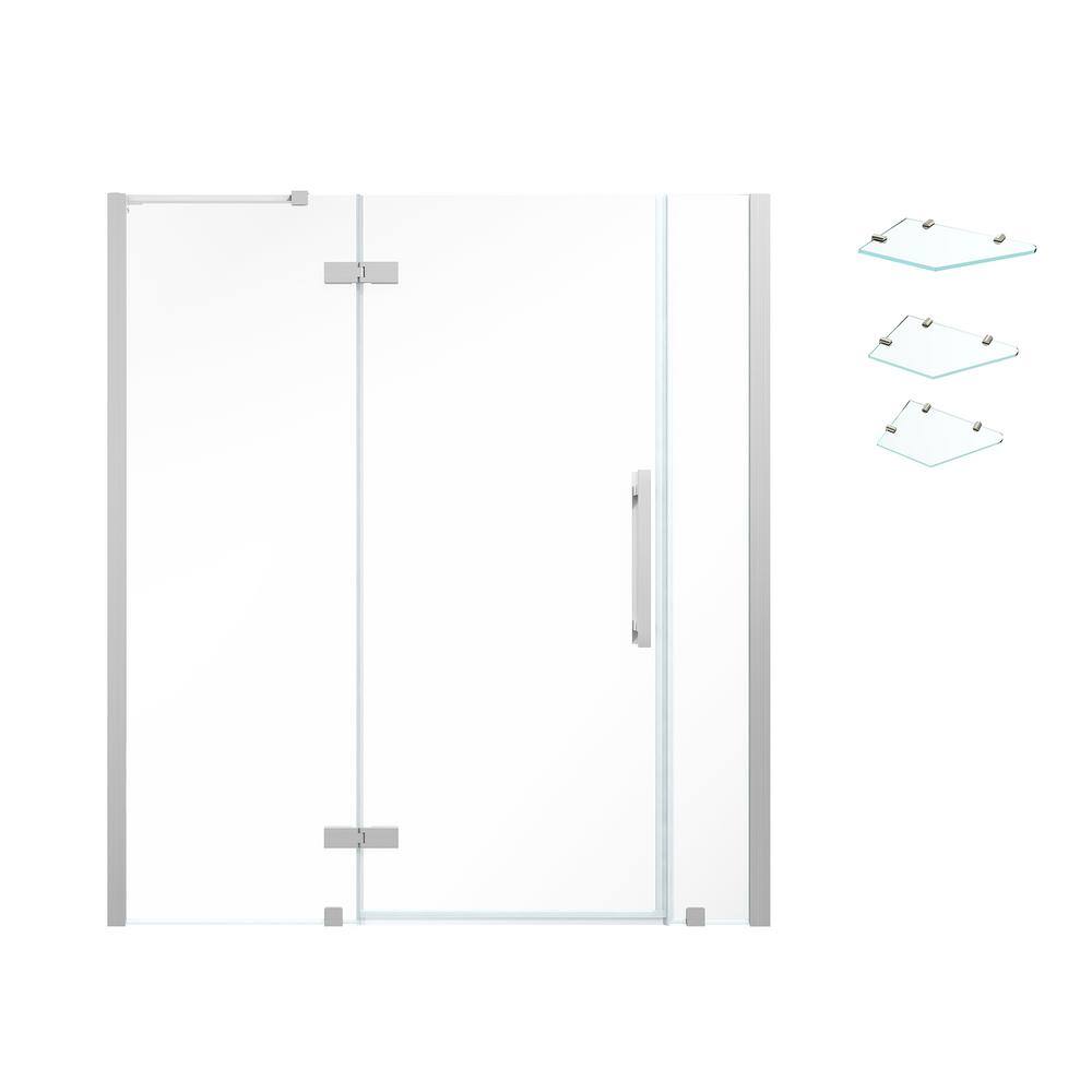 Tampa 60" x 72" Frameless Glass Shower Kit with Satin Nickel Finish