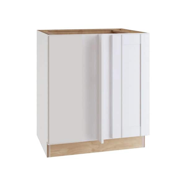 Home Decorators Collection Washington Vesper White Plywood Shaker Assembled Blind Corner Kitchen Cabinet Soft Close R 30 in W x 24 in D x 34.5 in H