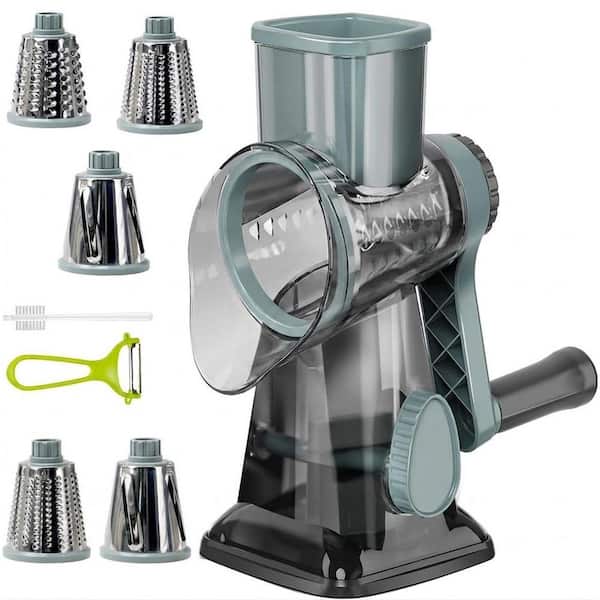 Blue Manual Rotary Cheese Grater with Handle for Efficient Grating and Slicing Cheese, Vegetables Nuts