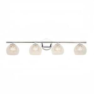 Hewi Collection 27 in. 4 Light Chrome Vanity Light with Clear Glass Shade