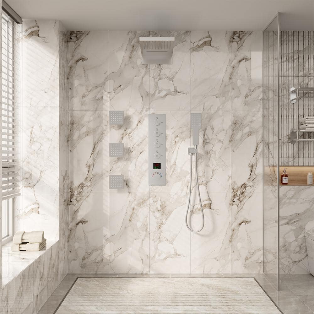 22" Chrome Dual Shower System with Digital Display and Body Jets