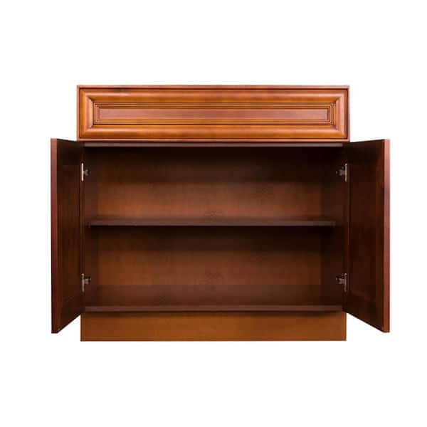 LIFEART CABINETRY Cambridge Assembled 42x34.5x24 in. Base Cabinet with 2 Doors and 1 Drawer in Chestnut