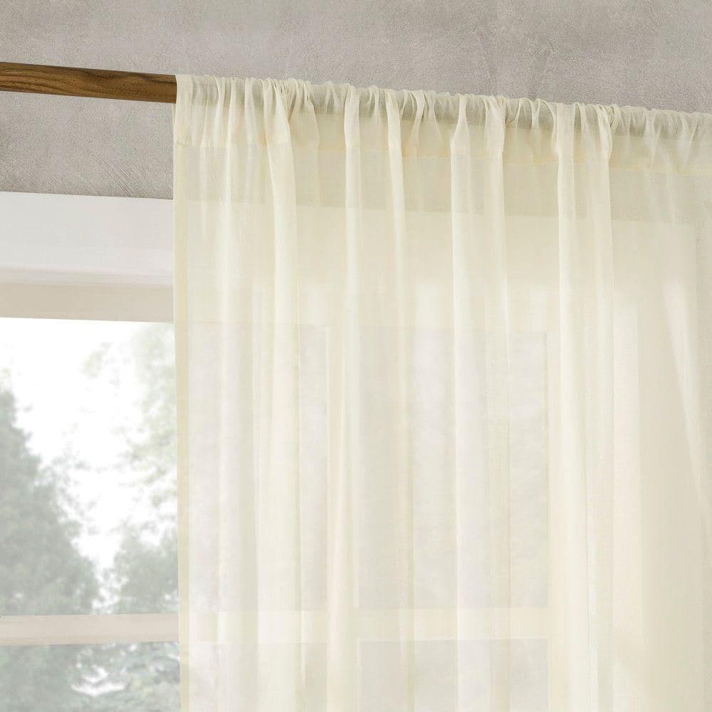 Cream Sheer Cotton Rod Pocket Window Panel 50" x 84"